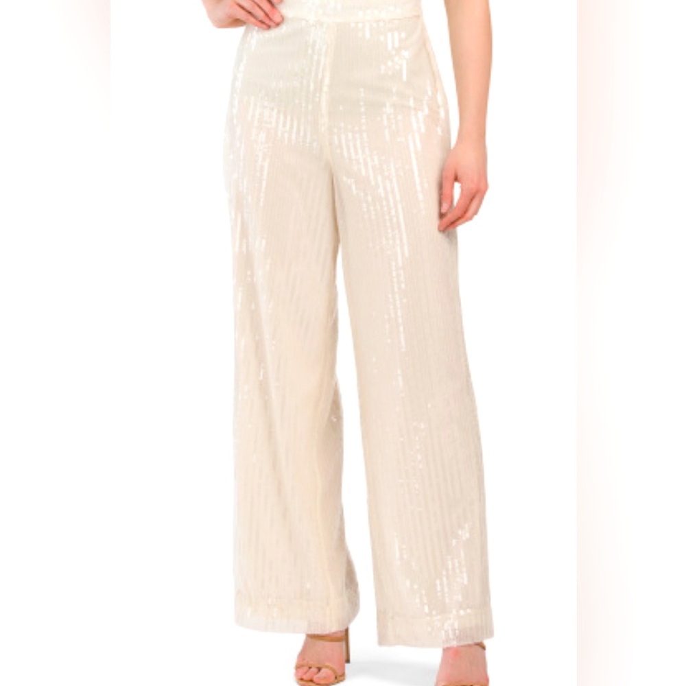 House of Harlow 1960 NWT Ivory Champagne Sequin Palazzo Pants